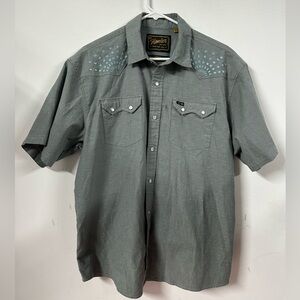 Howler Bros Crosscut Snapshirt Mens Large Blue Embroidered Pearl Snap Shirt